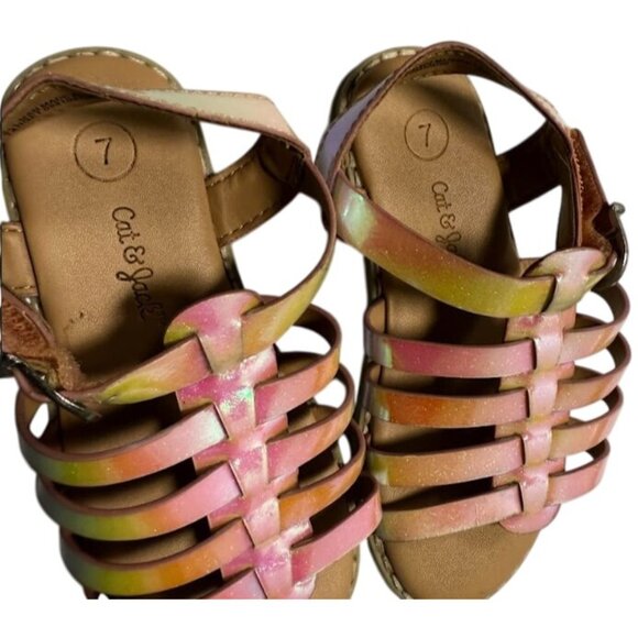 Cat & Jack Toddler Shanel Colorblock Fisherman Sandals Iridescent Sz 7T - Picture 3 of 7